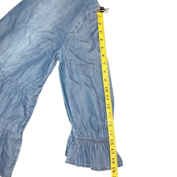 Blue Denim Ruffle Blouse - Picture 6 of 6